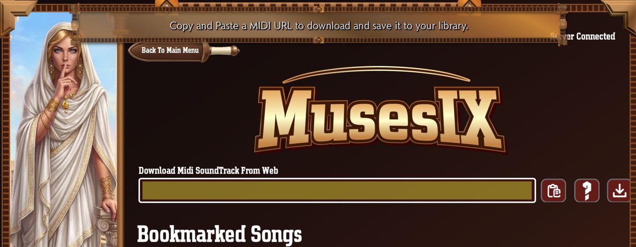 MIDI download input field