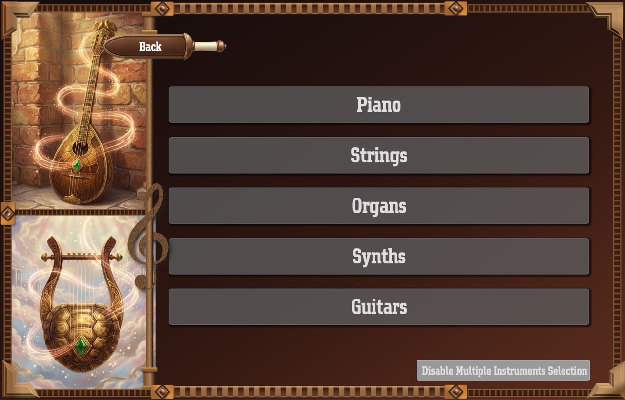 Instrument selection view two